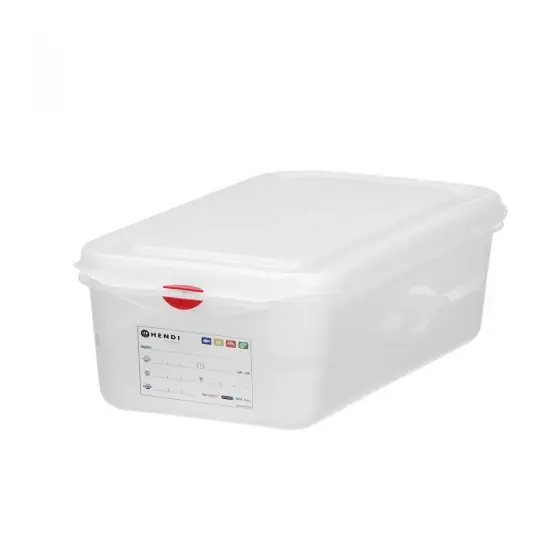 Promoție Recipient GN 1/6 din polipropilena, HENDI, GN 1/6, 2,6L, Transparent, 176x162x(H)150mm, Dreptunghiular