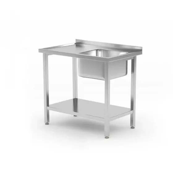 Ultima șansă Spalator cu 1 cuva din otel inoxidabil Hendi ,dreapta, adancime 600mm,Buget Line, 800x600x(H)850mm