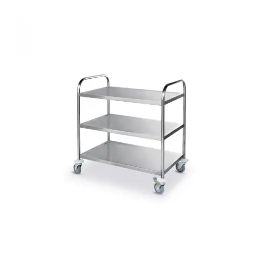 Noutate Carucior servire din inox cu 3 rafturi, Hendi, sarcina un raft 50 kg, 4 roti pivotante, 830 mm x 510mm x H(950mm)