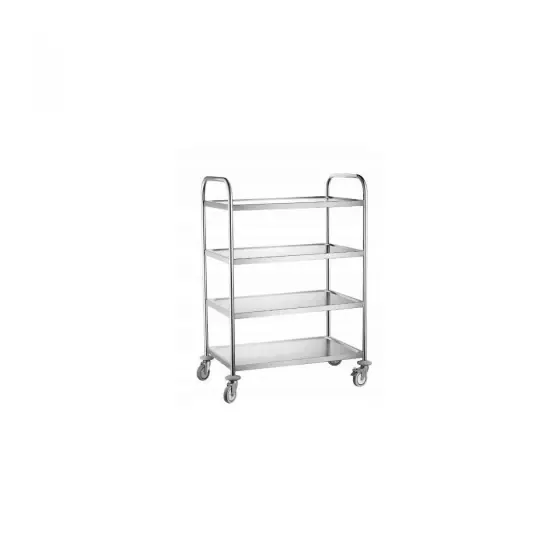 Calitate înaltă Carucior de servire cu 4 rafturi, Hendi, Inox, sarcina maxima 40 Kg, cu 4 roti pivotante (2 roti cu frana), 910×590×(H)1260mm