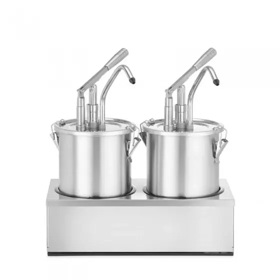 Calitate înaltă Recipient dublu pentru sos cu distribuitor, otel inoxidabil, Hendi, 400x200x(H)440 mm, capacitate 9 l