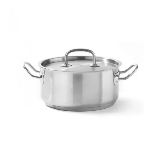 Reduceri Cratita cu capac, 12 Lit, 32 cm diametru x 15 cm inaltime , inox cu finisaj satinat, fund triplu capsulat, potrivita si pentru inductie, Hendi Kitchen Line, potrivita si pentru uz profesional