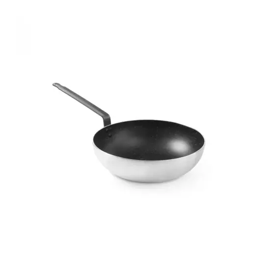 Vezi acum Tigaie wok profesionala, 32 cm diametru x 10 cm inaltime, baza 21 cm, aluminiu, strat anti-aderent tip marmura, Hendi, potrivita pentru toate sursele de caldura