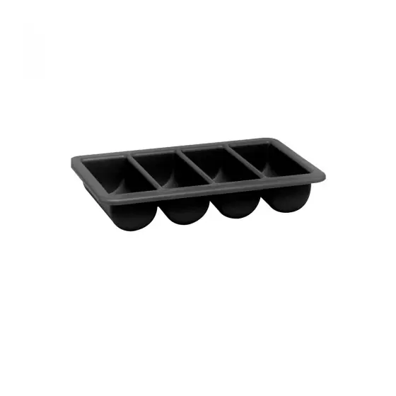 Super ofertă Tava pentru tacamuri, 4 compartimente, GN 1/1, 530x325x(H)100 mm, polipropilena neagra, Hendi