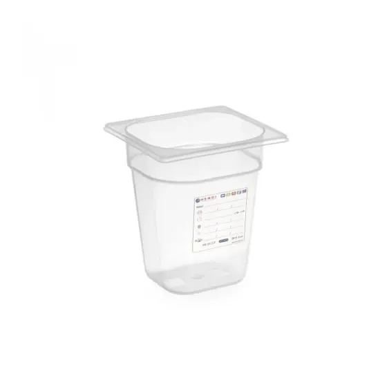 Tava Gastronorm 1/6, 176x162x(H)200 mm, 3.4 litri cu marcaj HACCP, polipropilena, Hendi Plată sigură