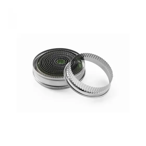 Cel mai vândut Set 14 forme patiserie rotunde cu margine ondulata, diverse dimensiuni, 18-108 mm, Hendi, inox