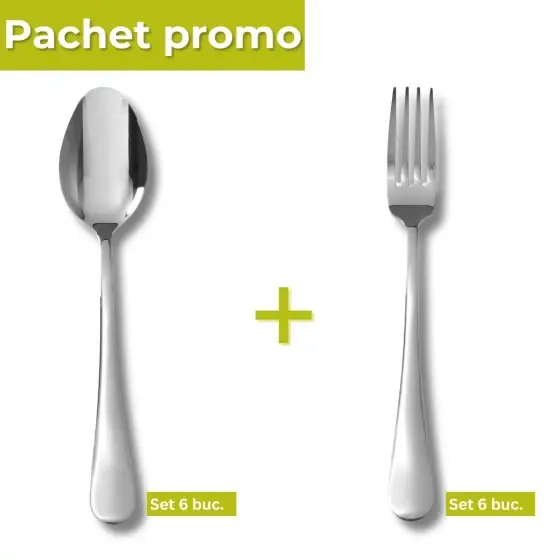 Discount Pachet Set 6 furculite inox 205mm + Set 6 linguri masa inox