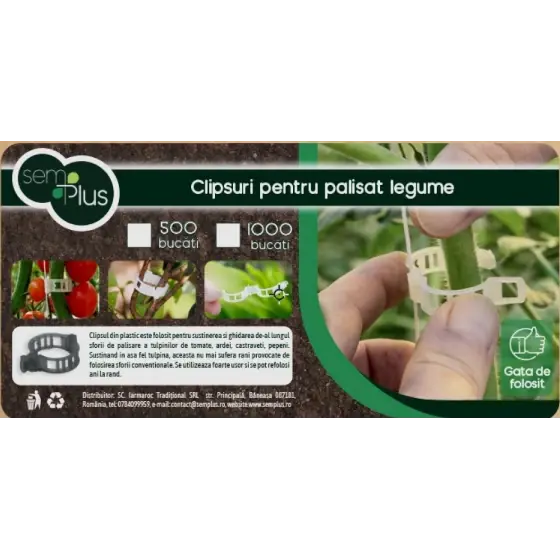 Set sfoara de palisat 500 g si clipsuri pentru palisat legume 500 bucati, SemPlus Bestseller