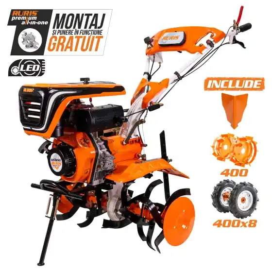 Cel mai vândut Motosapatoare RURIS 651KSD + roti cauciuc 4.00-8 + rarita + roti metalice 400 fara manicot