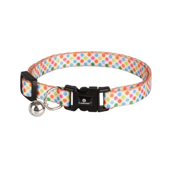 Zgarda Pentru Pisici Flamingo Arya Buline Multicolore 20-35Cmx10Mm Mai ieftin