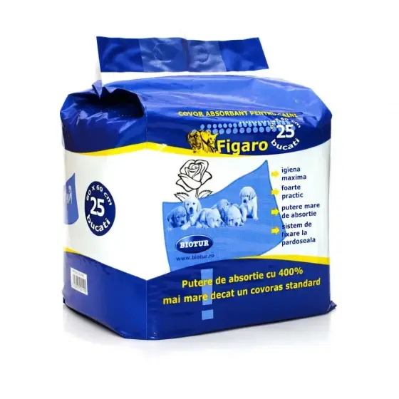 Disponibil imediat Covor Absorbant Pentru Caini Figaro 60X60Cm 25 Buc/Pachet