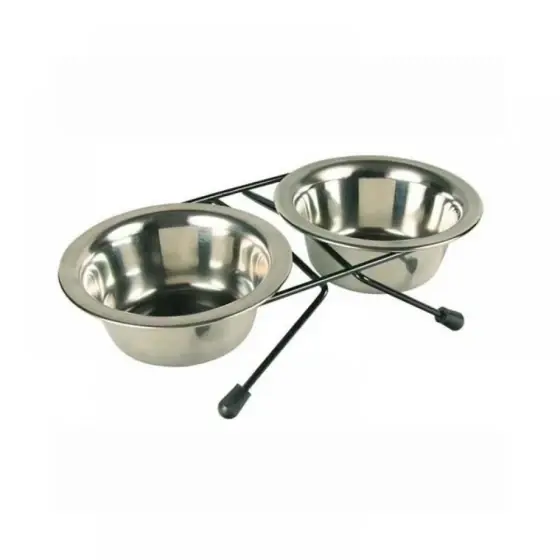 Retur gratuit Castron Inox Cu Suport Mol 2Buc 2.80L Pentru Caini