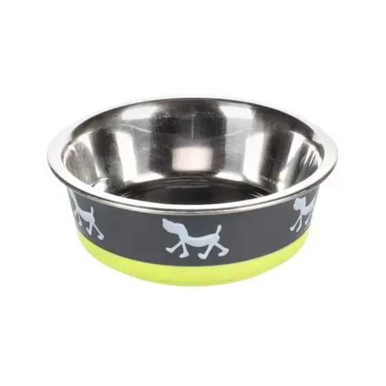 Castron Pentru Caini Din Inox Grey/Lime Flamingo 14Cmx400Ml Ieftin