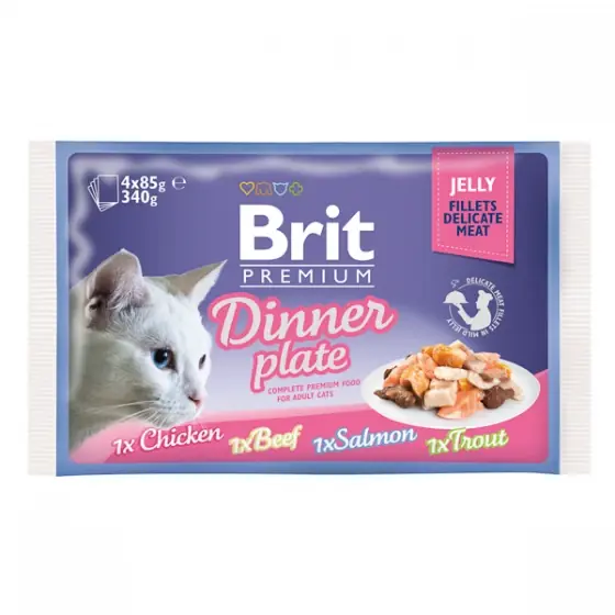 Brit Cat Multipack Delicate Dinner Plate in Jelly 4 x 85 g Reducere de preț