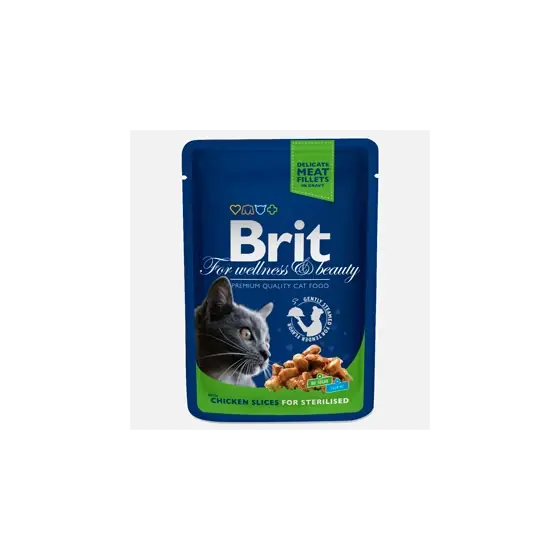 Preț promoțional Brit Premium Sterilised Cat plic cu carne de pui 100 gr