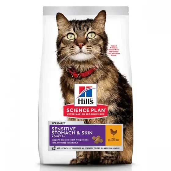 Lichidare de stoc Hill's SP Feline Adult Skin and Stomach Chicken 1.5 kg