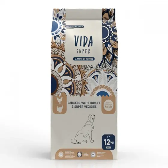 Vida Super Chicken with Turkey & Super Veggies Adult Dog Medium & Large Breed 12 kg Lichidare de stoc