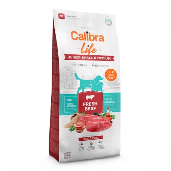 Calitate înaltă Calibra Dog Life Junior Small & Medium Fresh Beef 2,5 kg