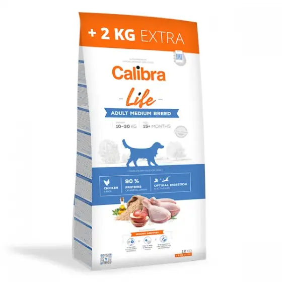 Chilipir Calibra Dog Life Adult Medium Breed Chicken 12 plus 2 kg
