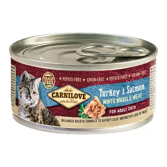 Hrana umeda pentru pisici, Carnilove Cat, Curcan si Somon, 100 g, set de 4 bucati Plată sigură