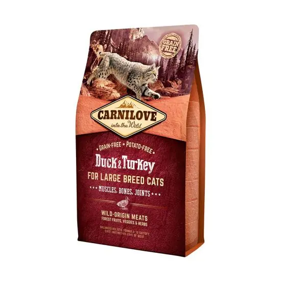 Hrana uscata pentru pisici de talie mare, Carnilove, Rata si Curcan, 6 kg Promoție