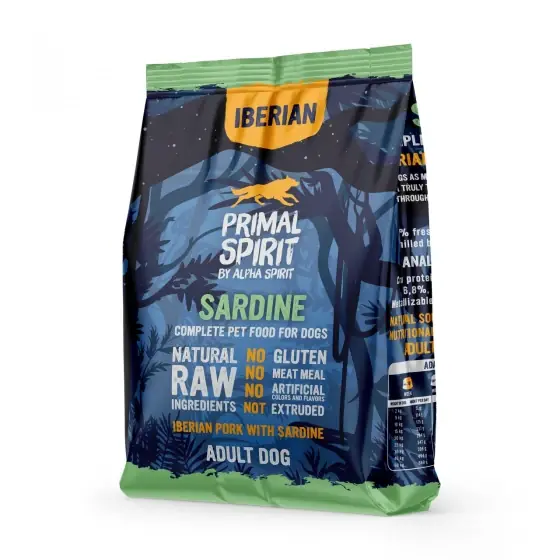 Reducere Hrană uscată Premium pentru câine Primal Spirit, cu sardine si porc Iberic, 12 kg
