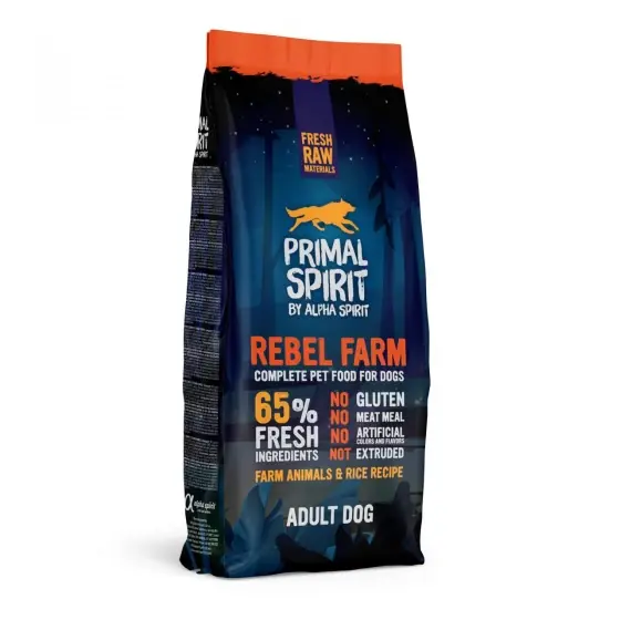 Plată securizată Hrană uscată Premium pentru câine Primal Spirit, Rebel Farm,cu pui,12 kg