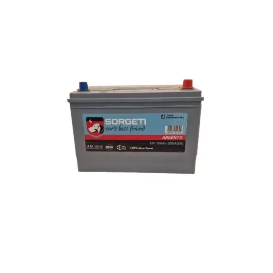 Baterie auto 100Ah Sorgeti Argento Asia, Exmet metal Ca-Ca, 306x176x225, 800A 12V, polaritate normala Calitate înaltă