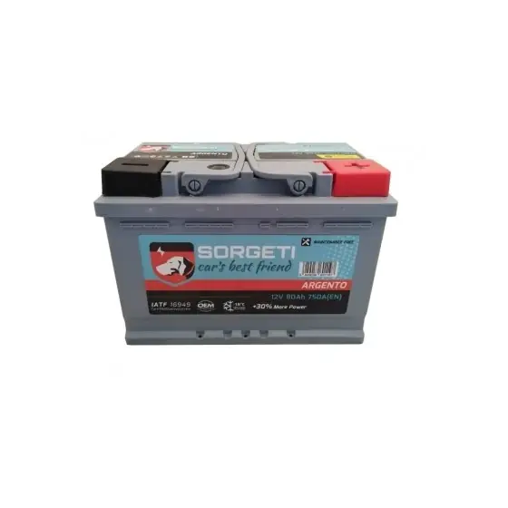 Ultima șansă Baterie auto 80Ah Sorgeti Argento, Exmet metal Ca-Ca, 278x175x190, 750A, 12V
