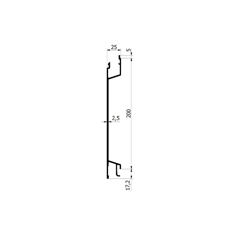 Profil lateral prelată 200 mm, aluminiu anodizat Discount