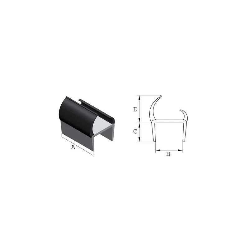 Garnitură ușă PVC 25/18 gri/negru L-5000 Plată securizată