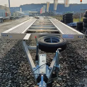 Trailer PLATFORMA transport auto dublu 2 masini Taurus 8,5 m, 3,5 tone, 3 axe R14, ALUMINIU Popular