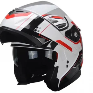 Casca flip-up TRENDY 20 T-706 alb-rosu-negru, marimea M Noutate