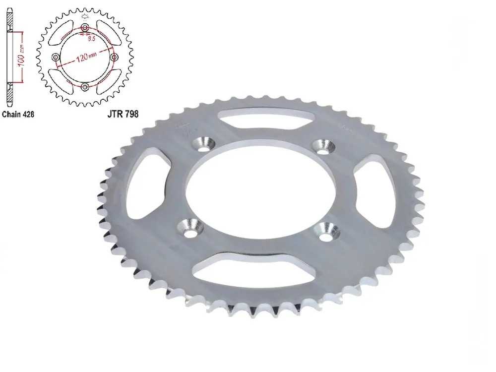 Pinion transmisie spate 428/52T, JT Sprockets Chilipir