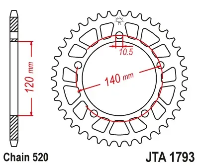 Noutate Pinion transmisie spate JT Sprockets Aluminiu JTA1793, 47 dinti