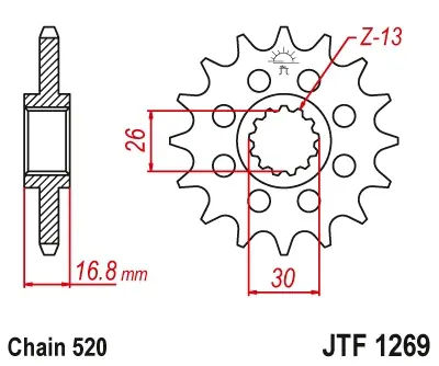 Pinion transmisie fata JT Sprockets JTF1269, 16 dinti Ofertă specială